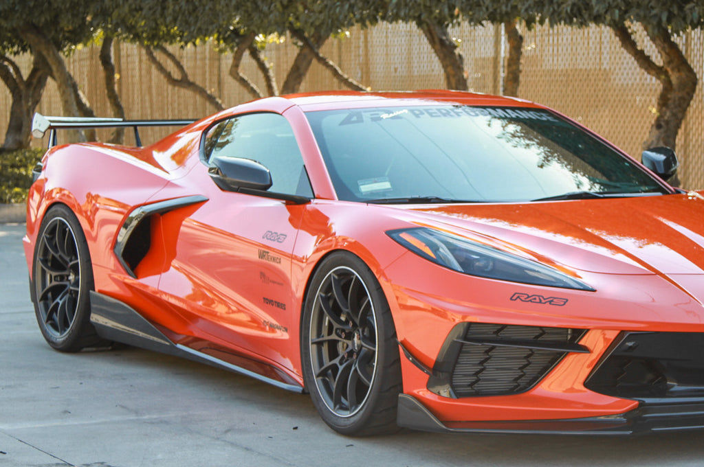 Autoqueen2019 5VM Style Side Skirts For 2020-2023 Corvette C8 – Carbon Black Extensions