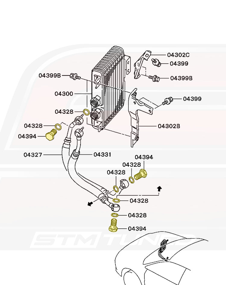 STM OEM Engine Oil Cooler Line Banjo Bolt Set for Evo 7/8/9/X