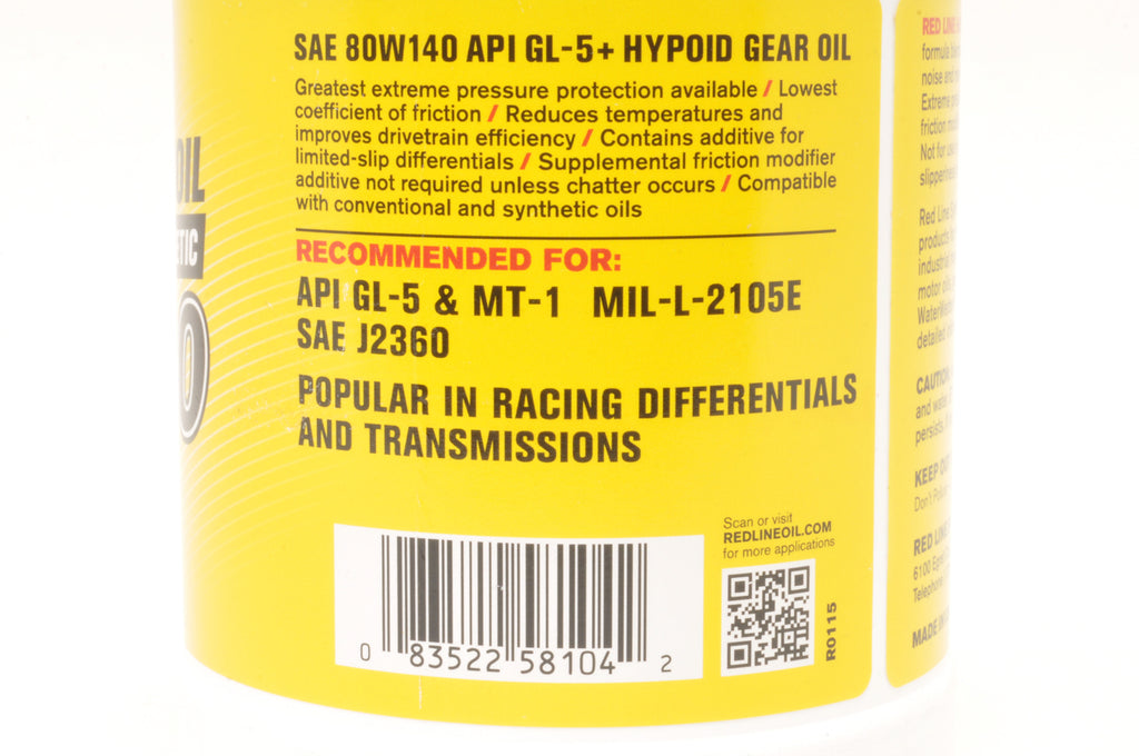80w140 gear oil Red Line 80W140 GL-5 Gear Oil (58104-1)