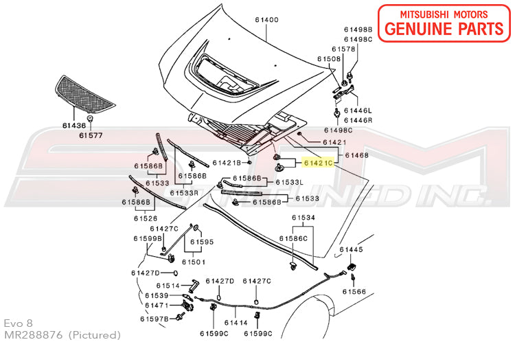 MR288876 Mitsubishi OEM Evo 8/9 Under Hood Insulator Clips