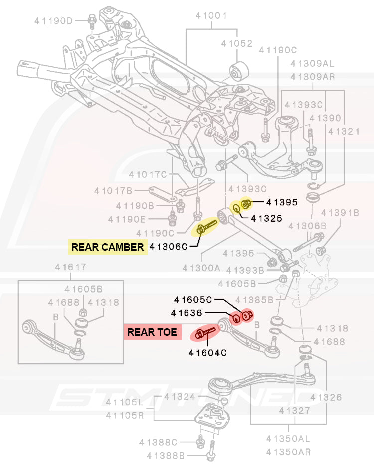 STM OEM Evo X Rear Camber / Rear Toe Bolt Kit (EVOX-RCBK)