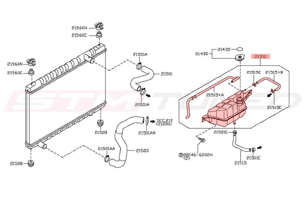 Nissan OEM Coolant Reservoir Tank for R35 GTR (21710-JF00A)