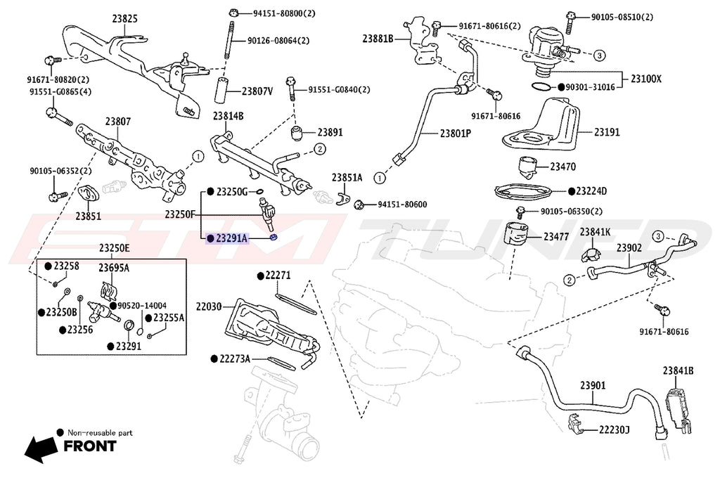 Toyota OEM Port Fuel Injector Insulator for GR Corolla (232910V020)