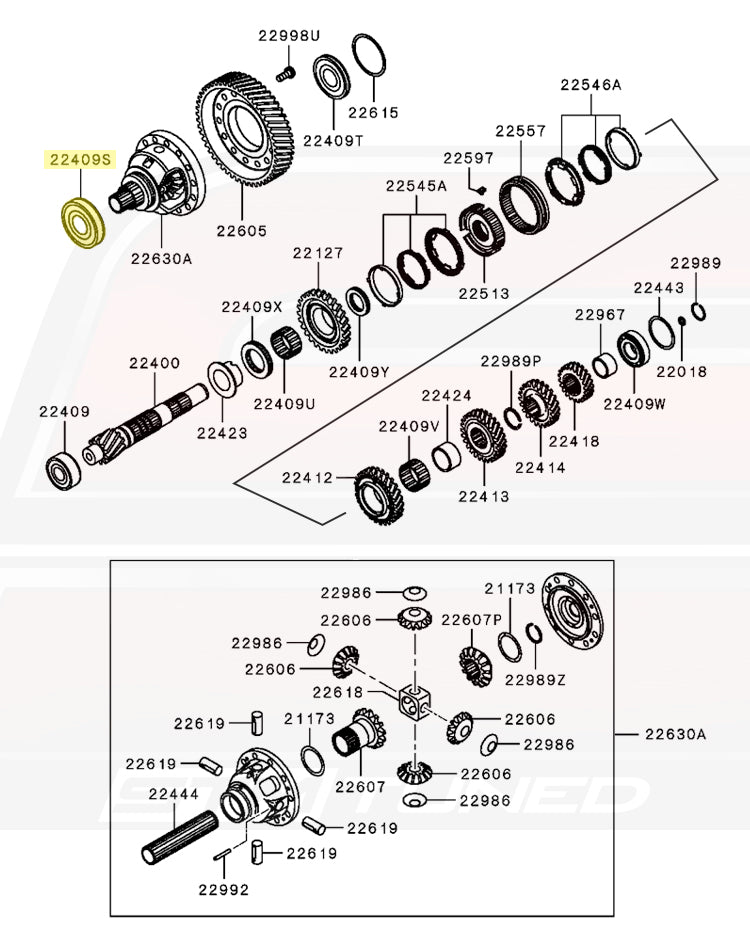 Mitsubishi OEM Manual Trans Diff Bearing for Evo X (2522A076)