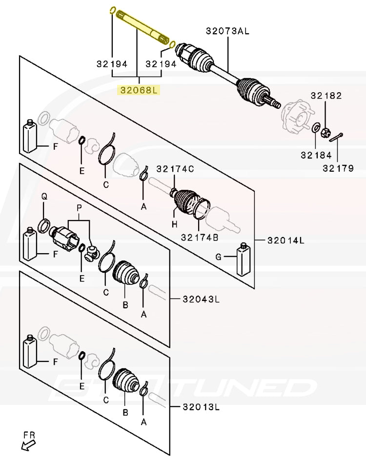 Mitsubishi OEM Axle Shaft Front Inner LH for Evo X (3815A209)