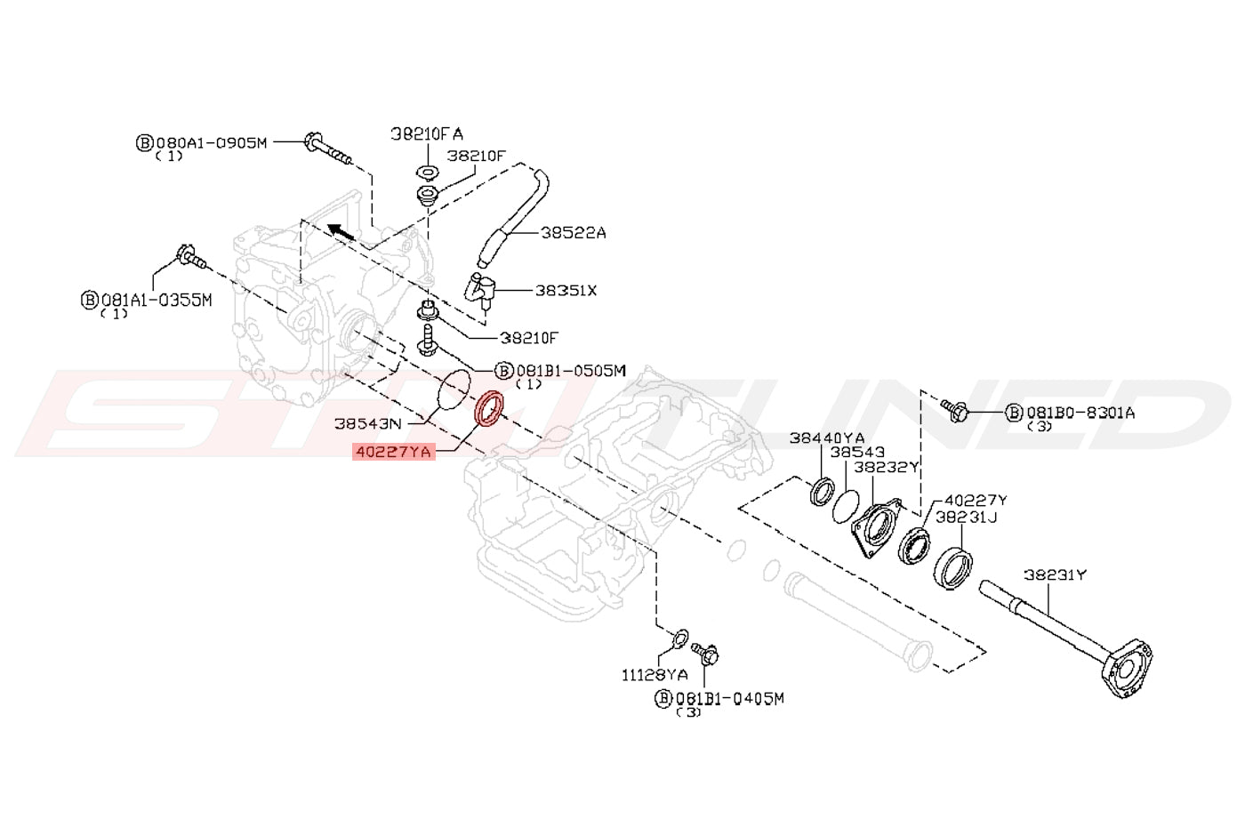Nissan R35 GTR OEM Front Diff Inner LH Axle Seal (40227-0P001)