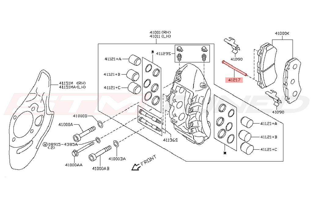 Nissan OEM R35 GTR Caliper Pad Pins (41217JF20A 44217JF20A)