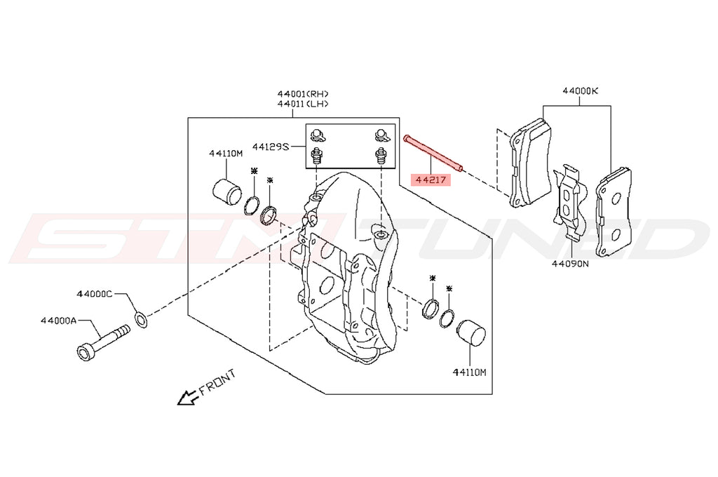 Nissan OEM R35 GTR Caliper Pad Pins (41217JF20A 44217JF20A)