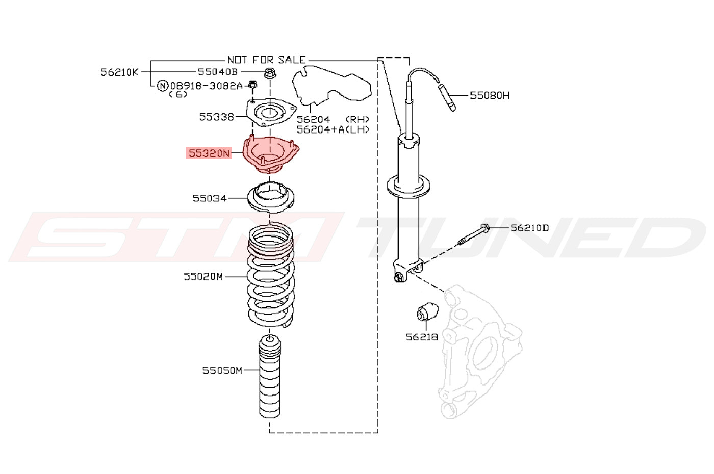 Nissan OEM Rear Strut Mount for R35 GTR (54320-JF03B)