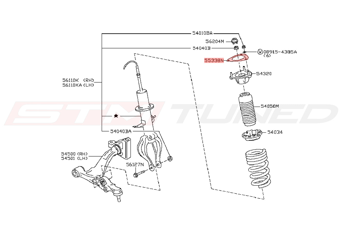 Nissan OEM Front Strut Mount Gasket R35 GTR 370Z Z (55338-EG00A)