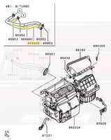 Evo X HVAC Lower Heater Hose Diagram (7805A127 86999B)