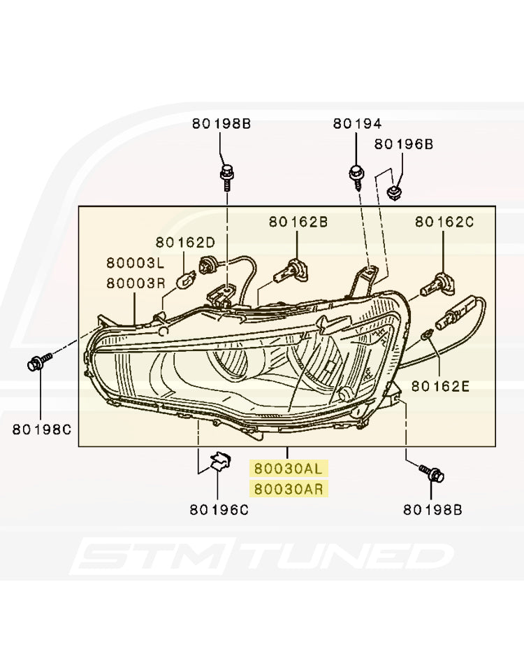 OEM Evo X Halogen/LED Headlights (8301C361 / 8301C362)