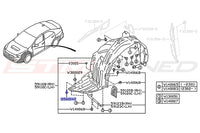Subaru OEM Front Fender Liner Screw Diagram for 2022+ WRX (Q560042)