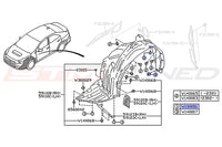 Subaru OEM Front Fender Liner Clip Diagram for 2022+ WRX (W130051)