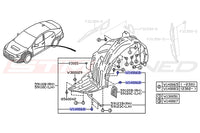 Subaru OEM Front Fender Liner Clip Diagram for 2022+ WRX (W140068)