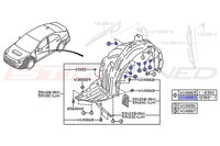 Subaru OEM Front Fender Liner Clip Diagram for 2022+ WRX (909140083)