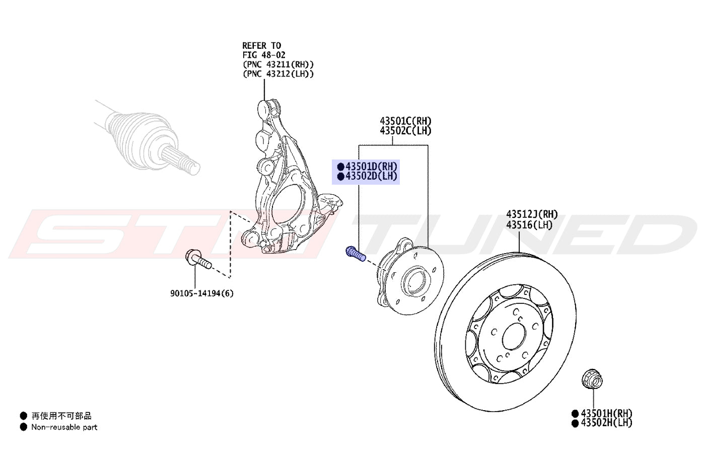 Toyota OEM Front Wheel Stud for Corolla GR (9094202082)