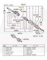 OEM Front Axle Diagram for 1G/2G DSM AWD (MB297860/32175)