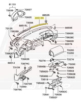 OEM 3000GT Dash Defroster Garnish Diagram (MB766491/86515R)