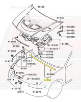 Mitsubishi OEM Hood Weatherstrip Diagram for Evo 5 (61534)