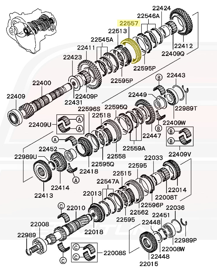 OEM 1st/2nd Synchro Sleeve for 5-Speed Evo 7/8/9 (MR581384)