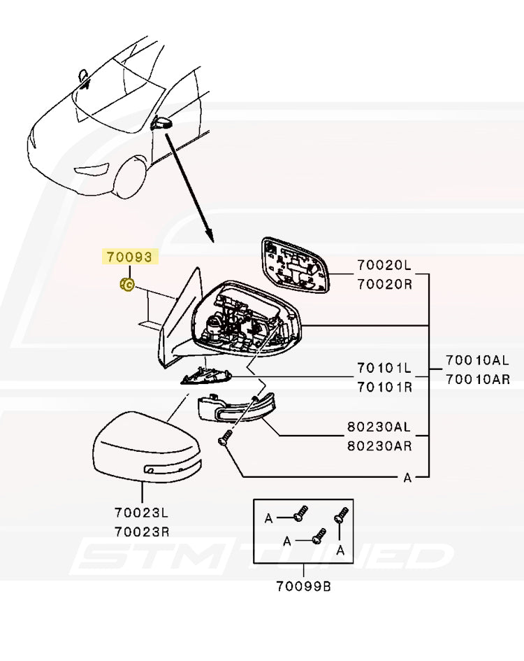 Ms440502 MS440502 Mitsubishi OEM Evo X Outside Mirror Nut