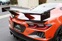 APR Carbon GTC-500 71" or 74" Adjustable Wing for 2020+ Chevrolet Corvette C8 - with spoiler delete (AS-107189/AS-107489) installed