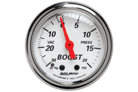 AutoMeter 2-1/16" Boost/Vacuum, 30 In. HG/20 PSI, Mechanical, Arctic White (1372)