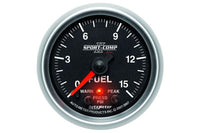 AutoMeter 2-1/16" Fuel Pressure Gauge, 0-15 PSI, Peak & Warn, Stepper Motor (3667)