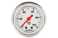 AutoMeter 2-1/16" Oil Pressure Gauge, 0-100 PSI, Mechanical, Arctic White (1321)