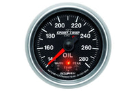 AutoMeter 2-1/16" Oil Temperature Gauge w/ Peak & Warn, 140-280°F, Sport-Comp II (3640)