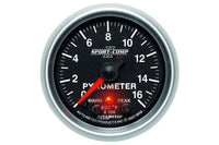 AutoMeter 2-1/16" Pyrometer, w/ Peak & Warn, 0-1600 °F, Stepper Motor, Sport-Comp II (3646)