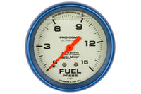 AutoMeter 2-5/8" Fuel Pressure, 0-15 PSI, Mechanical, Liquid Filled, Ultra-Nite (4211)