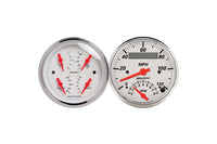 AutoMeter 2 Pc. Gauge Kit, 3-3/8" Quad & Tach/Speedo, Electric, Arctic White (1309)