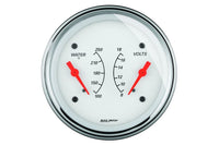 AutoMeter 3-3/8" Dual Gauge, 100-250 °F/8-18V, Arctic White (1330)