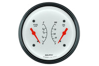 AutoMeter 3-3/8" Dual Gauge, 100 PSI/240-33 Ω, Arctic White (1313) - view 2