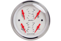AutoMeter 3-3/8" Quad Gauge, 100 PSI/100-250 °F/8-18V/240-33 Ω, Arctic White (1312)