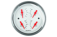 AutoMeter 5" Quad Gauge, 100 PSI/100-250 °F/8-18V/0-90 Ω, Arctic White (1319)