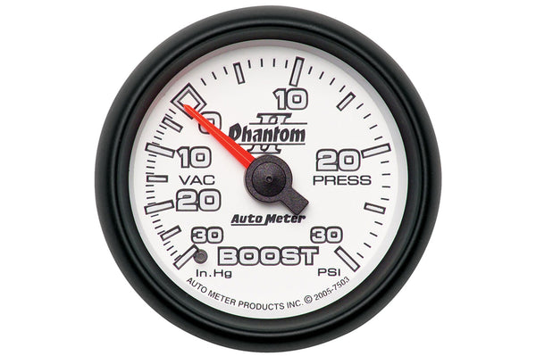 Autometer Phantom Series 2-1/16'' Boost/Vacuum 30 PSI/30 IN HG Gauge (5777) main image 0