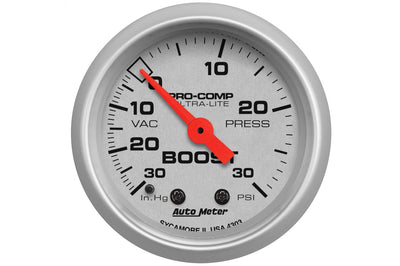 AutoMeter 52mm Ultra-Lite Mechanical -30 to 30 PSI Boost/ Vacuum Gauge (4303)