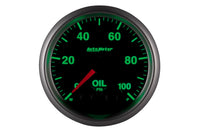 AutoMeter 52mm Elite Digital Stepper Motor 0-100 PSI Oil Pressure Gauge (5652) 7 color options to select. Displaying green illumination.