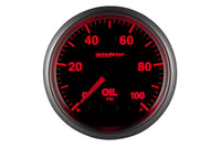 AutoMeter 52mm Elite Digital Stepper Motor 0-100 PSI Oil Pressure Gauge (5652) 7 color options to select. Displaying red illumination.