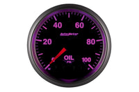 AutoMeter 52mm Elite Digital Stepper Motor 0-100 PSI Oil Pressure Gauge (5652) 7 color options to select. Displaying violet illumination.