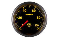 AutoMeter 52mm Elite Digital Stepper Motor 0-100 PSI Oil Pressure Gauge (5652) 7 color options to select. Displaying yellow illumination.