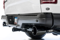 AWE Tailpipe Conversion Kit for Ford Raptor-2FG to 1FG (3020-33050) with 5 inch diamond black tips installed on Raptor