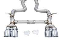 AWE Track Edition catback exhaust for F8X M3 and M4 models offers performance tailored for the S55 engine (3020-43087/3020-42082) chrome tips