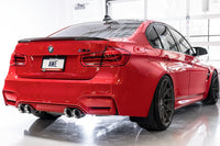 AWE Track Edition catback exhaust for F8X M3 and M4 models offers performance tailored for the S55 engine (3020-43087/3020-42082) installed on m3