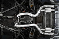 MBRP Resonator-Back Quad Exit Exhaust for F87 BMW M2 Competition (S45023CF) installed underside view