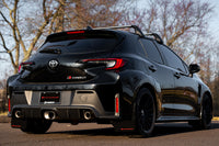 Rally Armor Mud Flaps for 2023+ Toyota GR Corolla (MF89-UR-BLK-RD) black with red logo installed