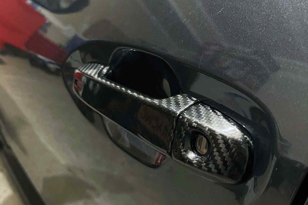 Glossy Black Carbon Fiber Door Handle Covers For 2015-2022 Subaru Legacy – Set Of 4 – Self-Adhesive